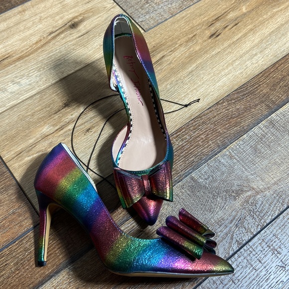 Betsey Johnson New Rainbow Bary High Heels New Size 8 - Picture 3 of 16
